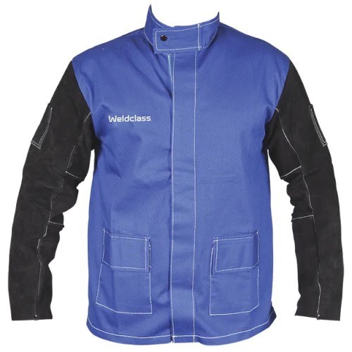 100055217_91600.jpeg WELDING JACKET, PROMAX, LEATHER SLEEVES, BLUE, SIZE L